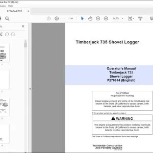 John Deere Timberjack 735 Shovel Logger Operator's Manual PDF