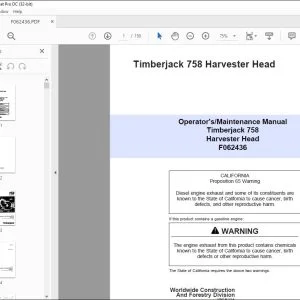 John Deere Timberjack 758 Harvester Head Operator's Manual - PDF DOWNLOAD
