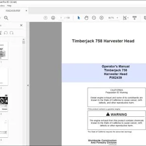 John Deere Timberjack 758 Harvester Head Operator's Manual PDF