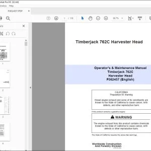John Deere Timberjack 762C Harvester Head Operator's Manual PDF