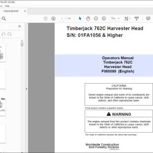 John Deere Timberjack 762C Harvester Head Operators Manual PDF