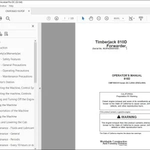 John Deere Timberjack 810D Forwarder Operator's Manual - PDF DOWNLOAD