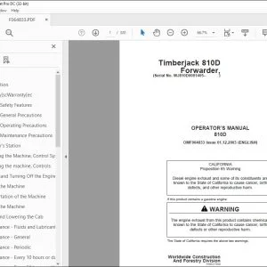 John Deere Timberjack 810D Forwarder Operator's Manual PDF