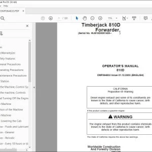 John Deere Timberjack 810D Forwarder Operator's Manual - PDF DOWNLOAD