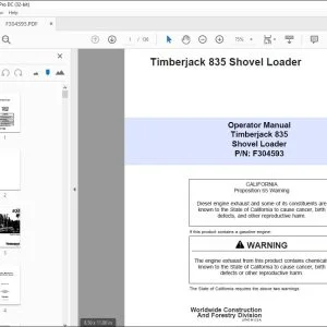 John Deere Timberjack 835 Shovel Loader Operator Manual PDF