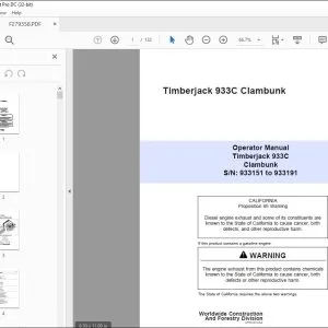 John Deere Timberjack 933C Clambunk Operator's Manual - PDF DOWNLOAD