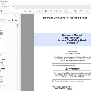 John Deere Timberjack D567 Drive to Tree Operator's Manual PDF