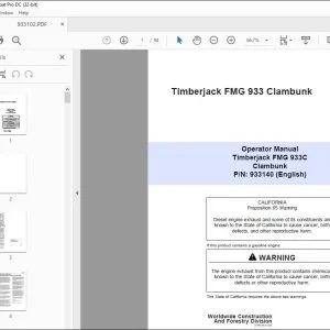John Deere Timberjack FMG 933 Clambunk Operator Manual - PDF DOWNLOAD