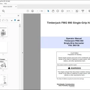 John Deere Timberjack FMG 990 Single-Grip Operator Manual PDF