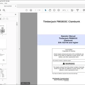 John Deere Timberjack FMG933C Clambunk Operator Manual - PDF DOWNLOAD