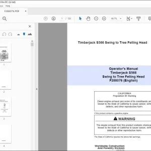 John Deere Timberjack S566 Swing to Tree Head Operator's Manual PDF