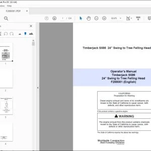 John Deere Timberjack S586 24 Swing to Tree Felling Head Operator's Manual PDF
