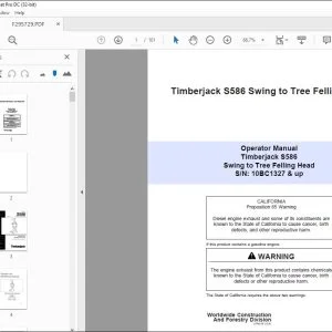 John Deere Timberjack S586 Swing to Tree Felling Operator Manual PDF