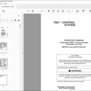 John Deere Timberjack TMC Control Forwarder Operator's Manual PDF