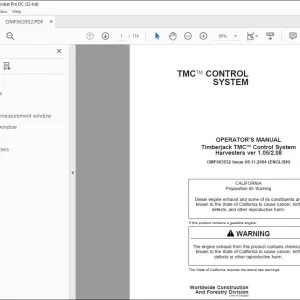 John Deere Timberjack TMC™ Control System Operator's Manual PDF