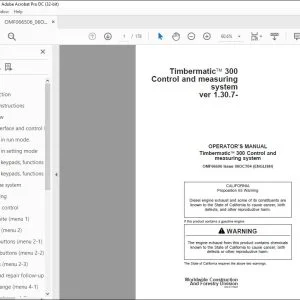 John Deere Timbermatic 300 Control & measuring Operator's Manual PDF