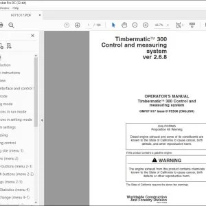 John Deere Timbermatic 300 Control & measuring ver 2.6.8 Operator's Manual PDF