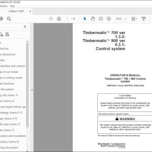 John Deere Timbermatic 700 / 900 Control system Operator's Manual PDF