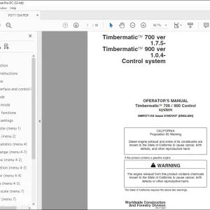 John Deere Timbermatic 700 / 900 Control system Operator's Manual PDF