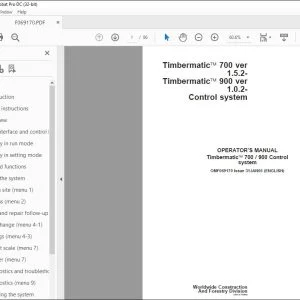 John Deere Timbermaticä 700 / 900 Control system Operator's Manual PDF
