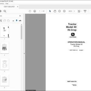 John Deere Tractor Model 40 Hi-Crop Operators Manual - PDF DOWNLOAD
