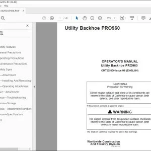 John Deere Utility Backhoe PRO960 Operator's Manual - PDF DOWNLOAD