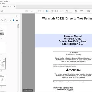 John Deere Warartah FD122 Drive to Tree Felling Operator Manual PDF