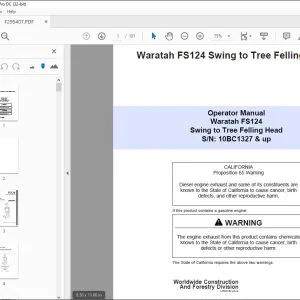 John Deere Waratah FS124 Swing to Tree Felling Operator Manual PDF
