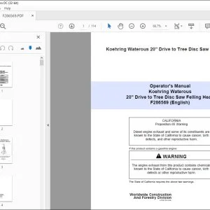 John Deere Waterous 20" Drive to Tree Disc Saw Operator's Manual PDF