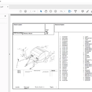 Laverda FB212 FB215 Agricultural Tractor Parts Manual