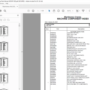 Manitowoc Crane MLC300 Parts Manual SN 3001087 PDF