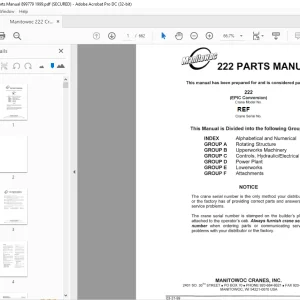 Manitowoc Traditional Crane 222 Parts Manual - PDF DOWNLOAD