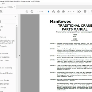 Manitowoc Traditional Crane 3000W Parts Manual SN 30326 PDF