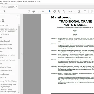 Manitowoc Traditional Crane 3000W Parts Manual SN 30336 - PDF DOWNLOAD