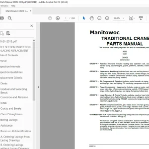 Manitowoc Traditional Crane 3600 Parts Manual SN 36063 - PDF DOWNLOAD