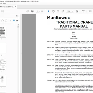 Manitowoc Traditional Crane 3900 Parts Manual 39703 PDF