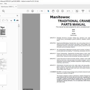 Manitowoc Traditional Crane 3900 Parts Manual 39708 PDF