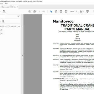 Manitowoc Traditional Crane 3900 Parts Manual SN 391018 - PDF DOWNLOAD