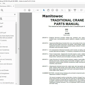 Manitowoc Traditional Crane 3900 Parts Manual SN 391058 - PDF DOWNLOAD