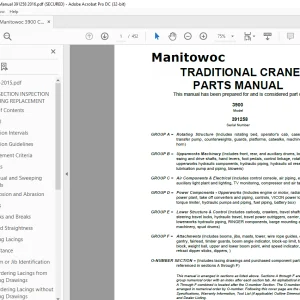 Manitowoc Traditional Crane 3900 Parts Manual SN 391258 - PDF DOWNLOAD