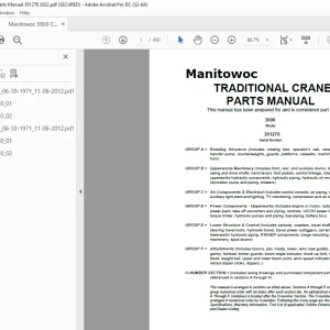 Manitowoc Traditional Crane 3900 Parts Manual SN 391276 PDF