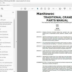 Manitowoc Traditional Crane 3900 Parts Manual SN 39709 - PDF DOWNLOAD