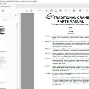 Manitowoc Traditional Crane 3900 Parts Manual SN 39808 PDF