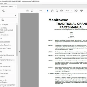 Manitowoc Traditional Crane 3900 T Parts Manual SN 399059  - PDF DOWNLOAD