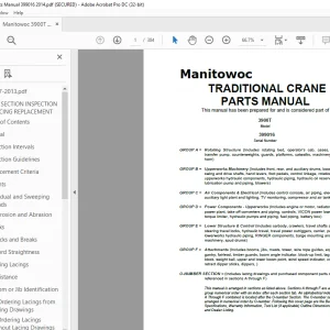 Manitowoc Traditional Crane 3900T Parts Manual SN 399016 PDF