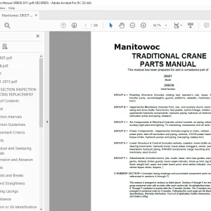 Manitowoc Traditional Crane 3900T Parts Manual SN 399038