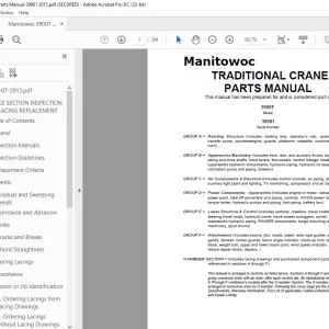 Manitowoc Traditional Crane 3900T Parts Manual SN 39981 PDF