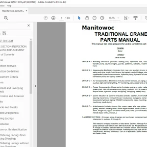 Manitowoc Traditional Crane 3900W Parts Manual 395037 - PDF DOWNLOAD