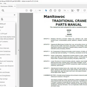 Manitowoc Traditional Crane 3900W Parts Manual 395208 - PDF DOWNLOAD