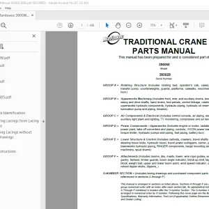 Manitowoc Traditional Crane 3900W Parts Manual SN 393029 PDF